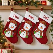 Personalised Extra Large Christmas Stocking -  Smiley Snowman image