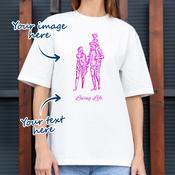Personalised Women's Adult T-shirt for Any Occasion with Portrait Sketch Effect - Upload Your Own Image &amp; Text image