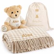 Personalised Luxury Baby Blanket and Signature Bailey Bear with Backpack - IRISH
