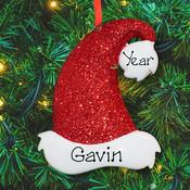 Personalised Christmas Ornament - Glitter Santa Hat image