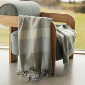 Personalised Throw by Foxford -Tara Sage Blue Cashmere and Lambswool IRISH LUXURY