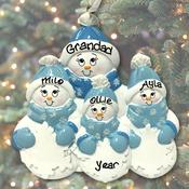 Personalised Snowman Christmas Ornament - Parent/Grandparent +3 Children image