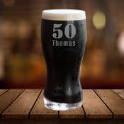 Personalised Birthday Pint Glass with Age &amp; Name