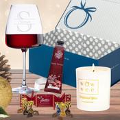 Personalised Christmas Gift Set - Wine Glass, Candle &amp; Chocolates image