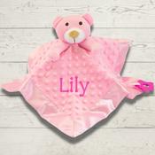 Personalised Baby Comforter - Pink Teddy