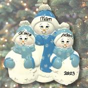 Personalised Snowman Christmas Ornament - Parent/Grandparent +2 Children image