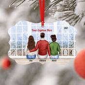 Personalised Christmas Jumpers Ornament - Siblings/ Friends 2 Female &amp; 1 Male image