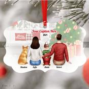Personalised Christmas Family with Dog Ornament - Parents &amp; Baby image