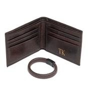 Personalised Men's Wallet &amp; Cuff Bracelet Set