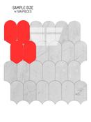 SAMPLE of Fan Shaped White Marble Peel &amp; Stick Composite Wall Tiles - - FSWMT51