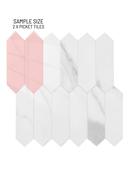 SAMPLE of Calacatta White Marble Picket Peel &amp; Stick Composite Wall Tiles (4.8 x 15cm) - CWMPT91 image