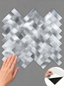 Aluminium Metal Herringbone Tiles Peel &amp; Stick Composite Wall Tiles - (31.8 x 28.3cm) image