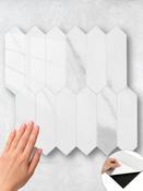 Calacatta White Marble Picket Peel &amp; Stick Composite Wall Tiles - (30 x 30cm)