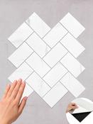 Carrara White Herringbone Peel &amp; Stick Composite Wall Tiles - (27.2 x 24cm)