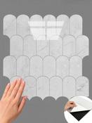 Fan Shaped White Marble Peel &amp; Stick Composite Wall Tiles - (28.5 x 29.3cm)