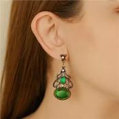 Green Stone FOB Earrings - Newbridge Silverware - Wrights of Howth image