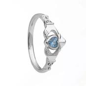 Boru Jewellery March Birthstone Claddagh Ring – Aquamarine - Wrights of Howth image