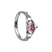 Boru Jewellery October Birthstone Claddagh Ring – Pink Tourmaline - Wrights of Howth image