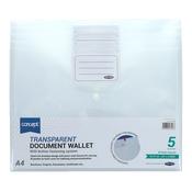 Concept Multipack | A4 Button Wallet - Clear - Pack of 5