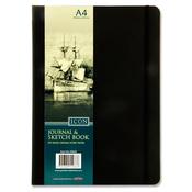 Icon A4 Black Journal &amp; Sketch Book with Elastic Closure - 192 Pages