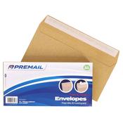 Premail DL Peel &amp; Seal Envelopes - 110 x 220mm - Manilla - Pack of 50