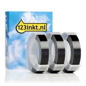 123ink S0847730 white on black embossing tape | 3-pack