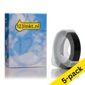 123ink S0898130 / 520109 white on black embossing tape | 5-pack