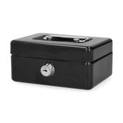 123ink black steel cash box with coin slot, 12.5cm x 9.5cm x 6cm