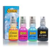 123ink version replaces Brother BTD180 BK/C/M/Y ink bottle 4-pack image
