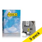123ink version replaces Brother HSe-231E black on white heat shrink tape, 12mm | 5-pack