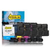 123ink version replaces Brother LC-521VAL BK/BK/C/M/Y ink cartridge 5-pack image