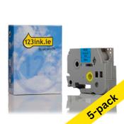 123ink version replaces Brother TZe-541 black on blue tape, 18mm | 5-pack image