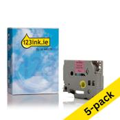 123ink version replaces Brother TZe-MQE31 black on pastel pink tape, 12mm | 5-pack image