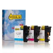 123ink version replaces Brother LC-1100RBWBP C/M/Y ink cartridge 3-pack image
