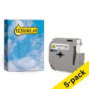 123ink version replaces Brother M-K221SBZ black on white non-laminated tape, 9mm | 5-pack image