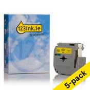 123ink version replaces Brother M-K621BZ black on yellow tape, 9mm | 5-pack image