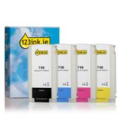 123ink version replaces HP 738 BK/C/M/Y ink cartridge 4-pack image