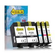 123ink version replaces HP 912XL BK/BK/C/M/Y ink cartridge 5-pack image