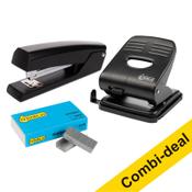 Stapler (20 sheets) + 1,000 staples (24/6) + 2-hole punch (30 sheets)