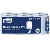 >Paper towel rolls (2-ply) for Tork M2 dispenser | Tork Basic Centrefeed blue | 6-pack