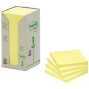 Recycled Sticky Notes 76 x 76mm | 100 sheets yellow tower | 3M Post-it | 16-pack image