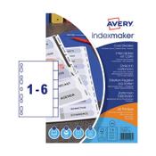 Cardboard printable tabs (6 white tabs) | A4, 9-hole | Avery IndexMaker