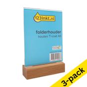 Brochure holder (A6, wood) | T-foot | 123ink | 3-pack image
