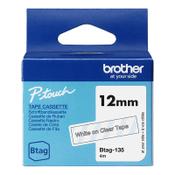 Brother Btag-135 non-laminated white on transparent tape, 12mm (original Brother)