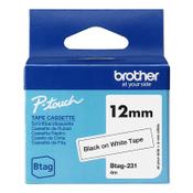 Brother Btag-231 non-laminated black on white tape, 12mm (original Brother) image