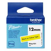 Brother Btag-631 non-laminated black on yellow tape, 12mm (original Brother) image