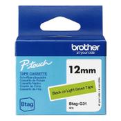 Brother Btag-G31 non-laminated black on light green tape, 12mm (original Brother) image