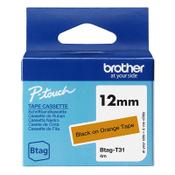 Brother Btag-T31 non-laminated black on orange tape, 12mm (original Brother) image