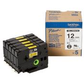 Brother HGe-631V5 high-resolution black on yellow tape, 12mm (original Brother) | 5-pack image