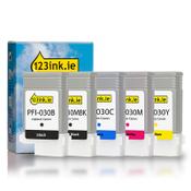 Canon PFI-030 / PFI-031 MBK/BK/C/M/Y ink cartridge 5-pack (123ink version) image